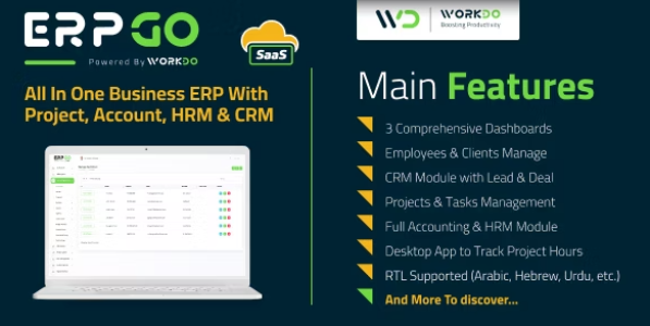 ERPGo SaaS – All In One Business ERP With Project, Account, HRM & CRM v6.2