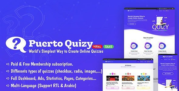 Puerto Quizy – Premium Quiz Builder Script SAAS V1.1.0