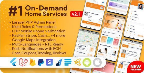 On-Demand Home Services, Business Listing, Handyman Booking with Admin Panel v3.0